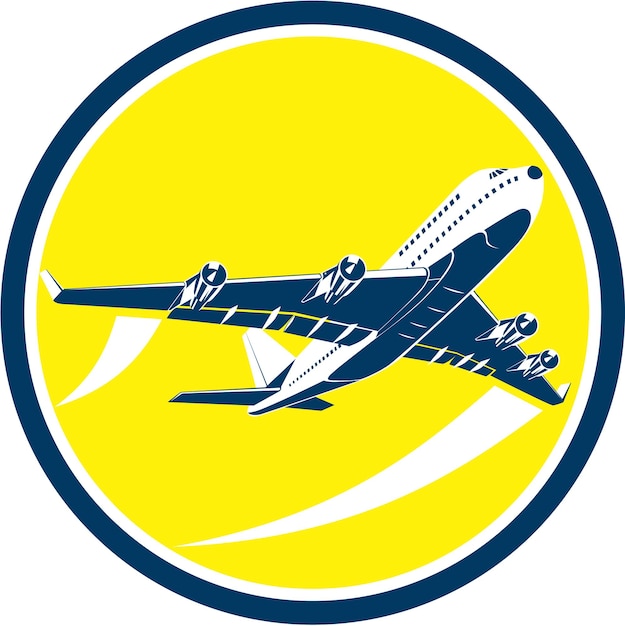 Verkehrsflugzeug-fluglinien-kreis retro