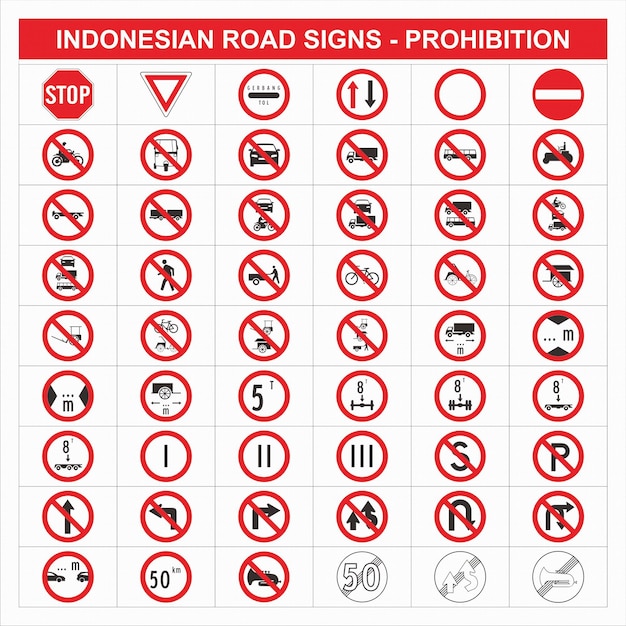 Verkehrsschilder straßenschilder rambu lalu lintas indonesisches verbot