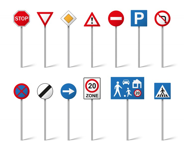 Vektor verkehrszeichen gesetzt auf weißem hintergrund. illustration