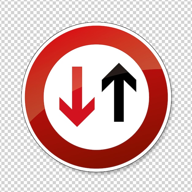 Verkehrszeichen kein überholen deutsches verkehrszeichen, das darauf hinweist, dass der gegenverkehr vorrang auf kariertem transparentem hintergrund hat vektorillustration eps 10 vektordatei