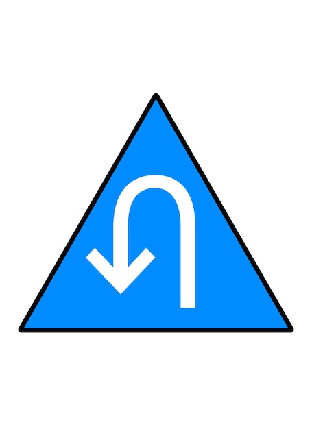 Verkehrszeichen straßenkarte links-rechts kreisverkehr kreis schild blaues dreieck illustration vektorkunst