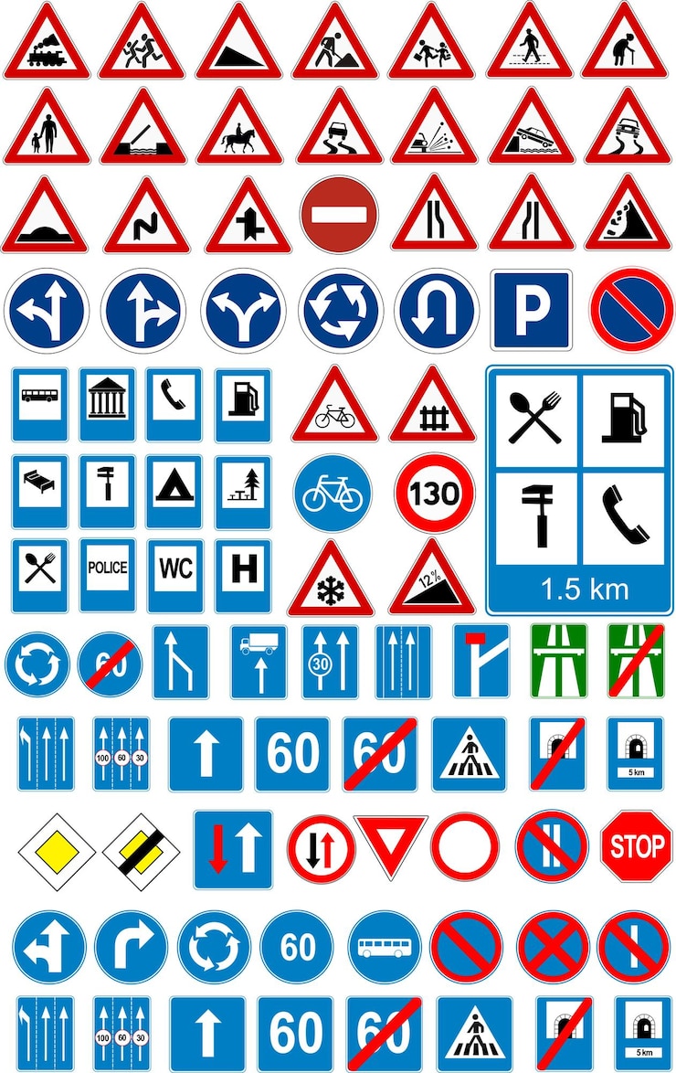 Vektor verkehrszeichen-symbole verkehrszeichen