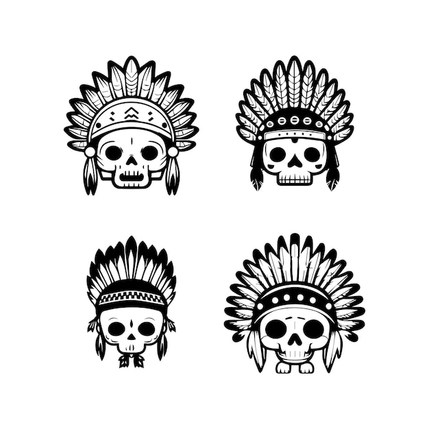 Verleihen sie ihrem projekt einen hauch von ausgefallener niedlichkeit mit unserem niedlichen kawaii totenkopf-logo mit indianer