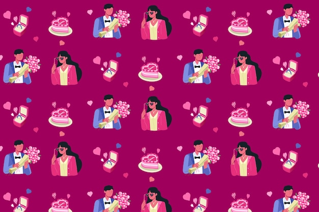 Vektor verliebtes paar valentinstag nahtloses muster