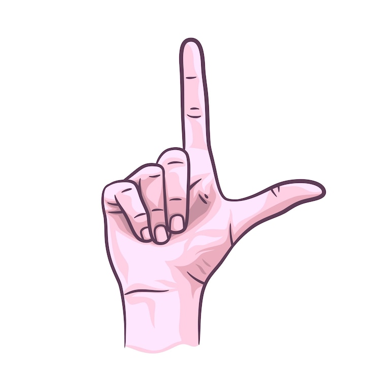 Vektor verliererzeichen-handgeste-vektorillustration, hände, die verliererzeichen-geste zeigen