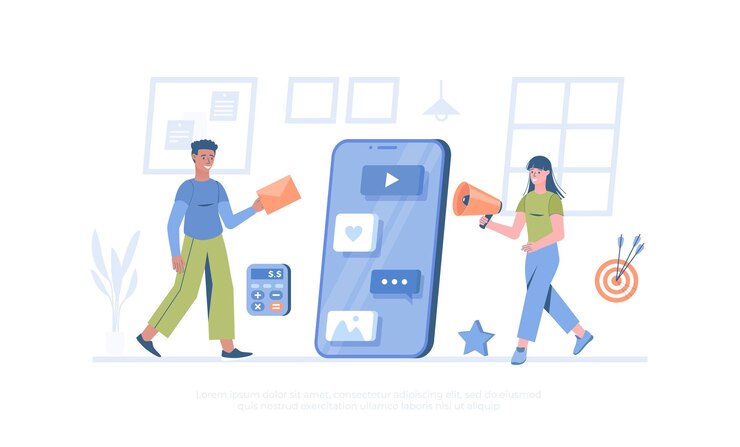 Vektor vermarkter, die an einer content-strategie arbeiten digital marketing management analyseentwicklung cartoon