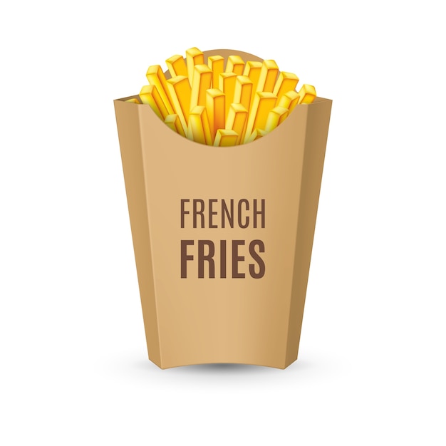 Verpackung für Pommes Frites isoliert auf Weiß