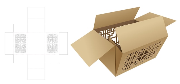 Verpackungsbox gestanzte vorlage und 3d-modell