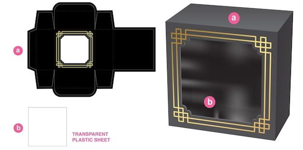 Vektor verpackungsbox gestanzte vorlage und 3d-modell