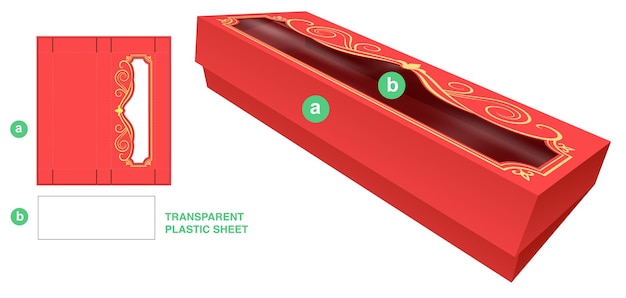 Verpackungsbox gestanzte vorlage und 3d-modell