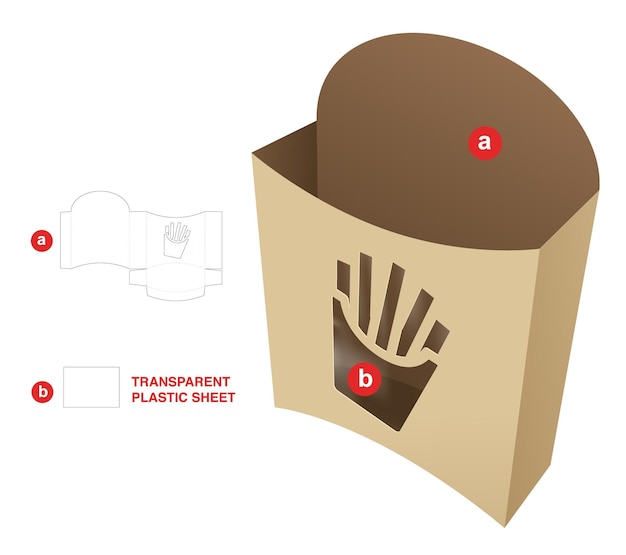 Verpackungsbox gestanzte Vorlage und 3D-Modell