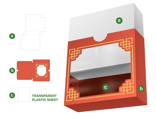 Verpackungsbox gestanzte Vorlage und 3D-Modell