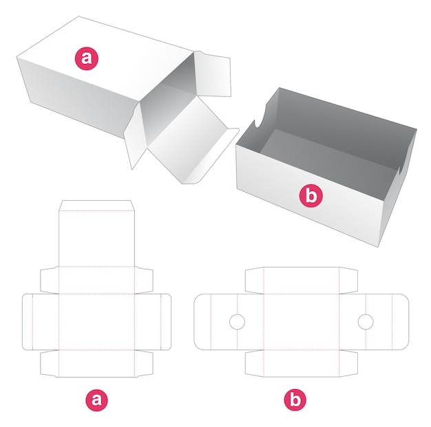 Verpackungsbox mit stanzschablone für einsatzschalen