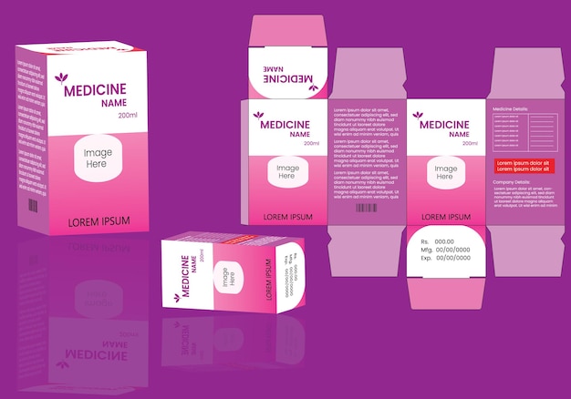 Verpackungsdesign verpackungsvorlage für arzneimittel-augentropfen boxverpackung gestanztes vorlagendesign
