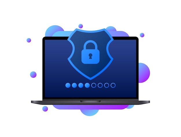 Verriegelter Laptop Flachfarb-Passwort vom Bildschirm aus geben Sie das Passwort ein Vektor-Illustration