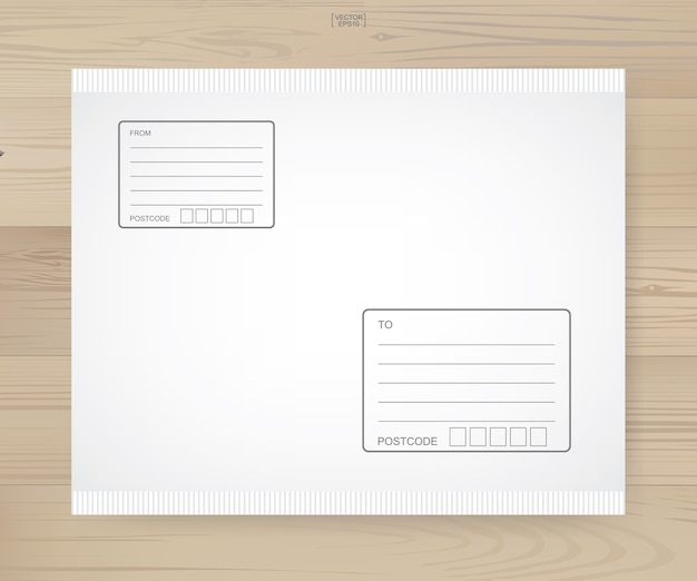 Vektor versandpaket gebunden mit bereich für schreibadresse auf hölzernem hintergrund.