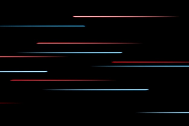Verschieben abstrakter neonlinien im raum. abstrakte blaue und rote neonlinien im raum