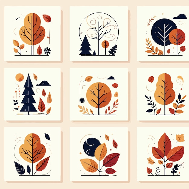 Verschiedene Art von Herbst schöne Hintergrund-Vektor-Illustration