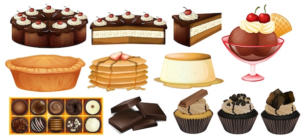 Verschiedene arten von desserts illustration