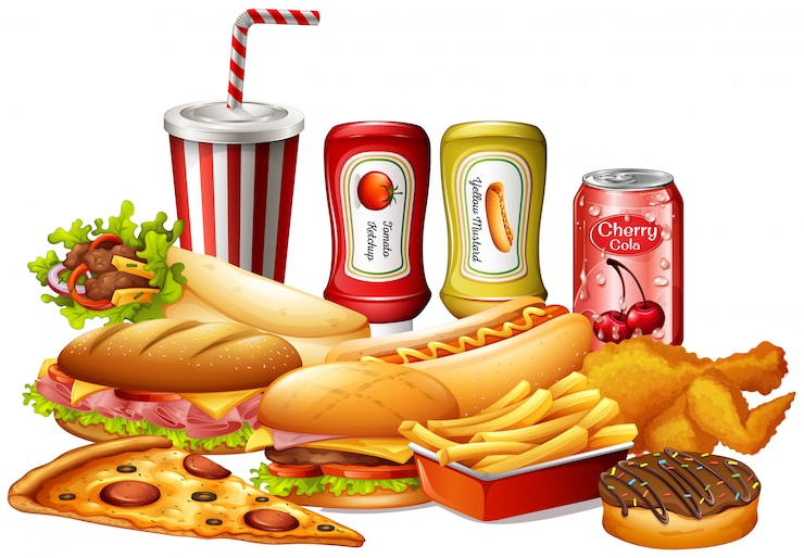 Vektor verschiedene arten von fastfood