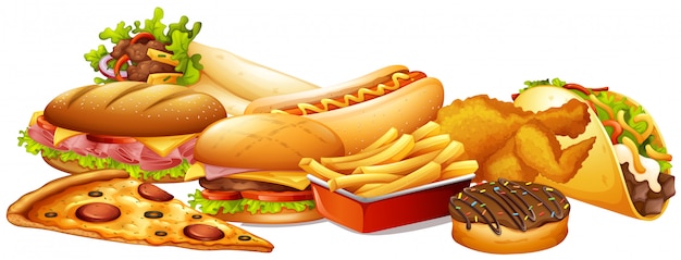 Verschiedene Arten von Fastfood
