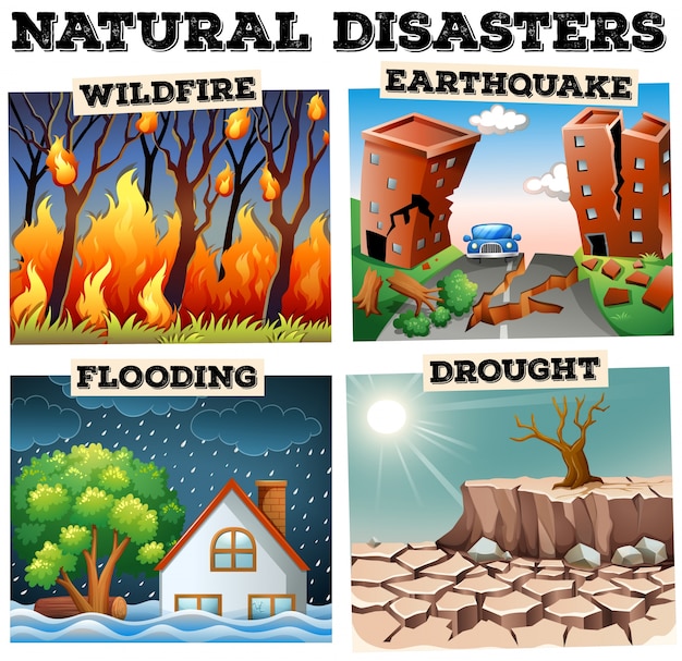 Vektor verschiedene arten von naturkatastrophen