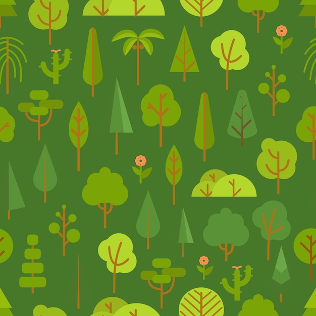 Verschiedene Bäume Sammlung Lineart Design nahtloses Muster