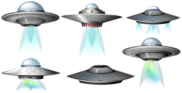 Verschiedene Designs von UFO fliegen