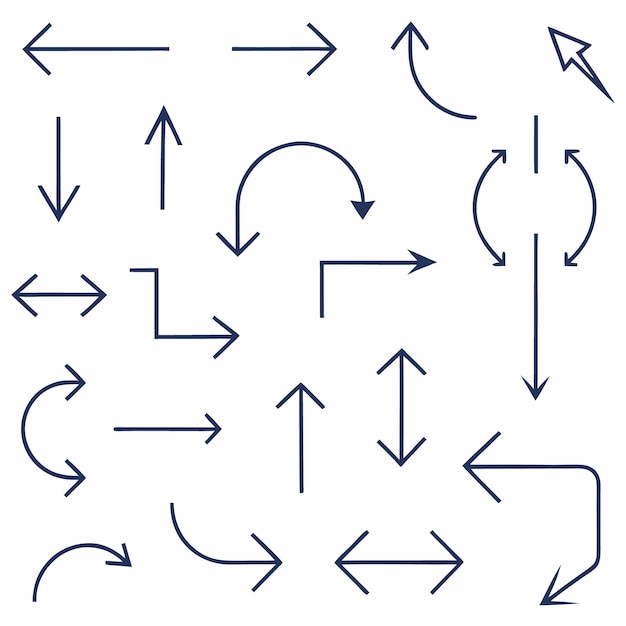 verschiedene gekrümmte und gerade Richtungspfeile für Navigations- und Prozessdiagramme