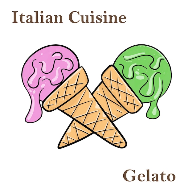 Verschiedene Geschmacksrichtungen von Gelato-Eiscreme italienische Desserts