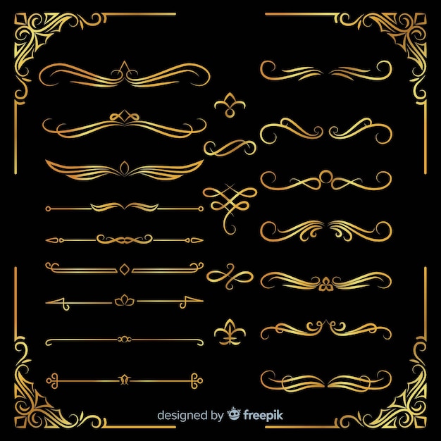 Verschiedene goldene Ornamente packen