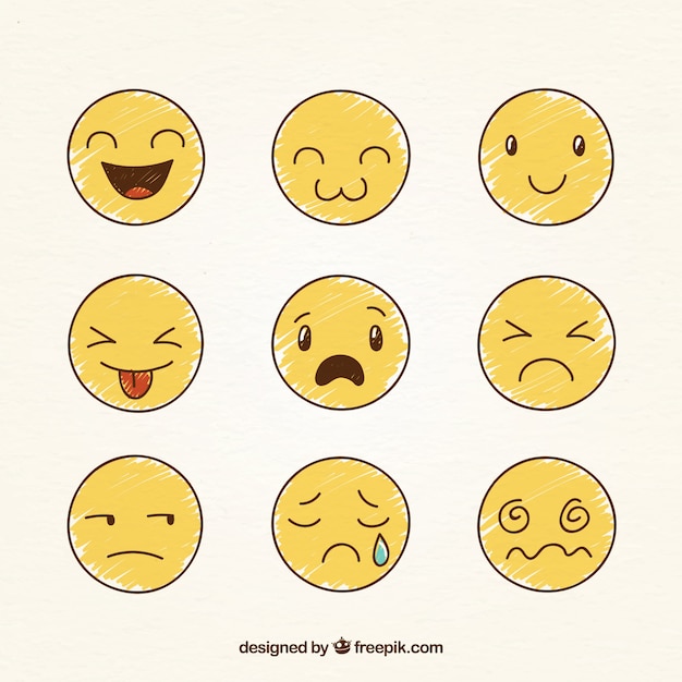 Verschiedene Hand gezeichnet Smileys