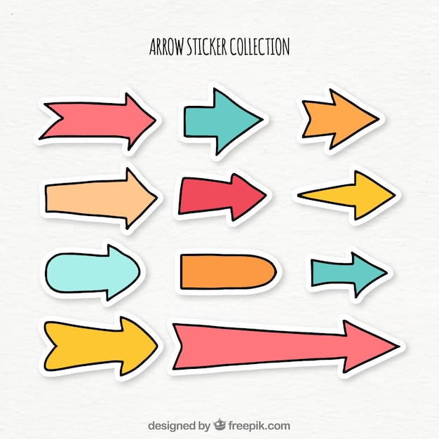 Verschiedene handgezeichnete pfeilaufkleber