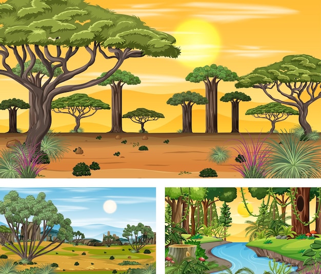 Verschiedene horizontale Naturszenen