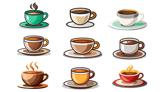 Vektor verschiedene kaffeekuppen-vektorillustrationen
