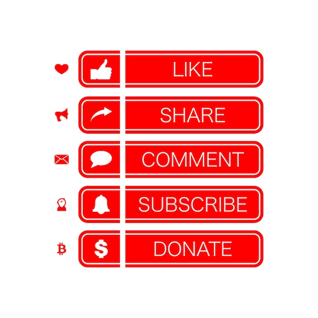 Verschiedene rote symbolschaltflächen für soziale medien