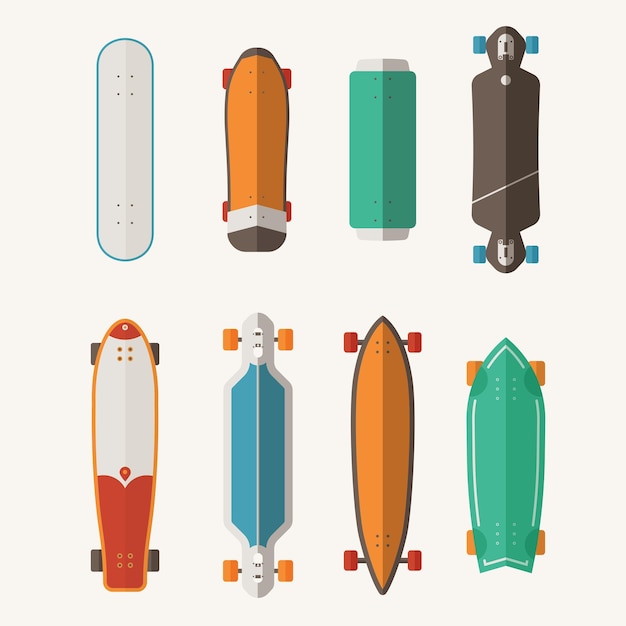 Verschiedene skateboardsets