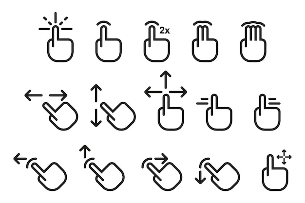 Verschiedene Telefonhandgesten stellen Symbole ein