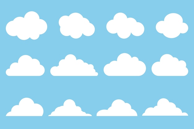 Verschiedene Weiße Wolken Auf Blauem Hintergrund