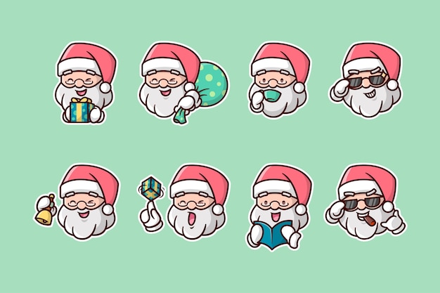 Verschiedenes santa head expression sticker pack