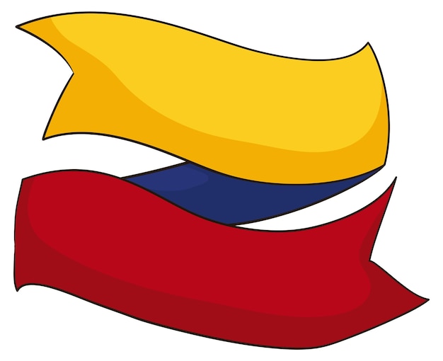 Verschlungene bänder mit den farben der kolumbianischen flagge, gelb, blau und rot