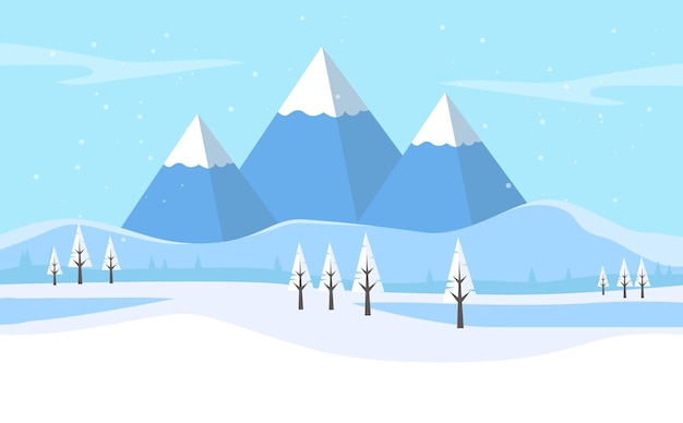 Verschneite Winterlandschaft mit Bergkiefernsee im Vordergrund