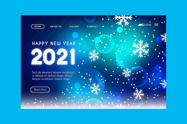 Verschwommene neujahrs-landingpage-vorlage