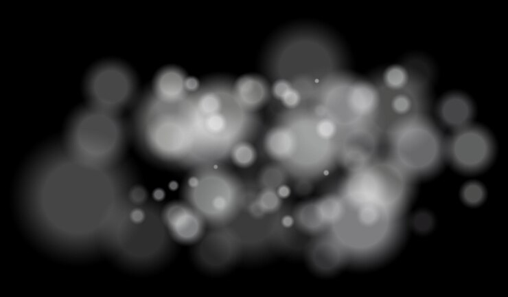 Vektor verschwommene partikel mit gemischten farbtönen bilden ein weiches bokeh-feld abstrakte leuchtende kreise auf schwarzem hintergrund für traumhafte effekte