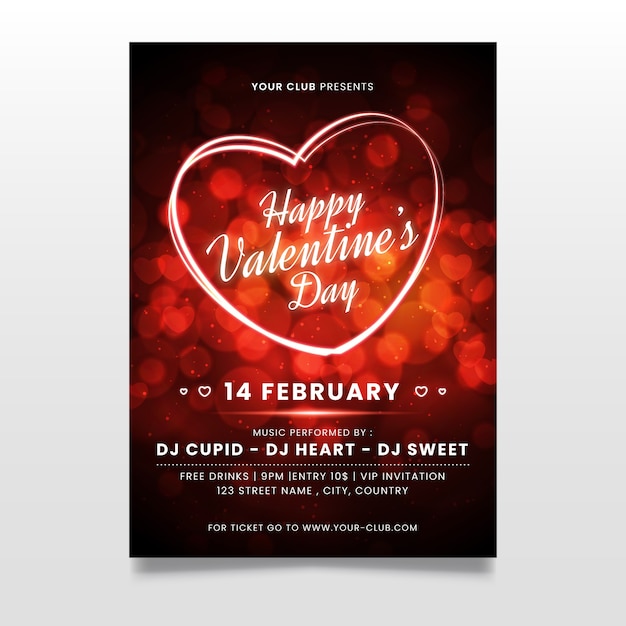 Verschwommene valentinstag party plakat vorlage