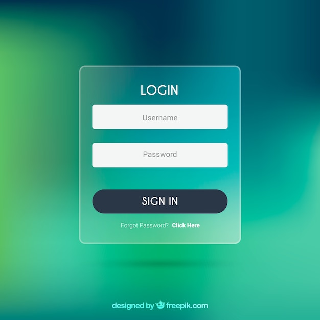 Verschwommenes grünes Login-Formular