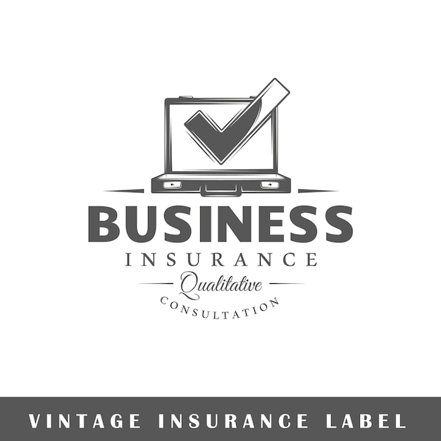 Versicherungsetikett auf weißem hintergrund. element. vorlage für logo, beschilderung, branding. illustration