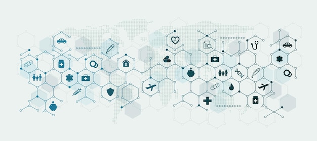 Vektor versicherungslandschaft vektorsymbol business geometrisches gitterdesign mit familienleben autoreise gesund