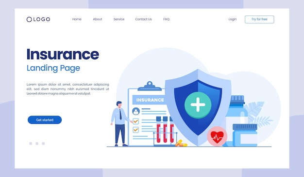 Versicherungspolice gesundheitsschutzanspruch versicherung gesundheitswesen medizinische flache illustration vektor landing page