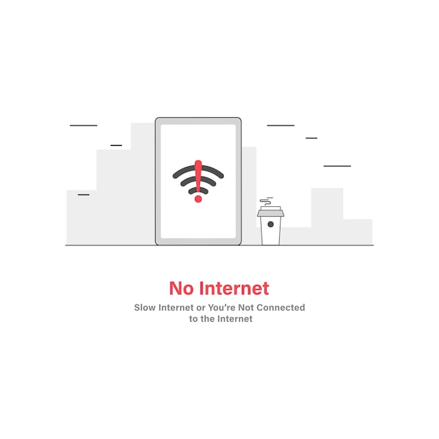 Version Tablet No Internet-Konzept Vektor-Illustration für die Landungsseite
